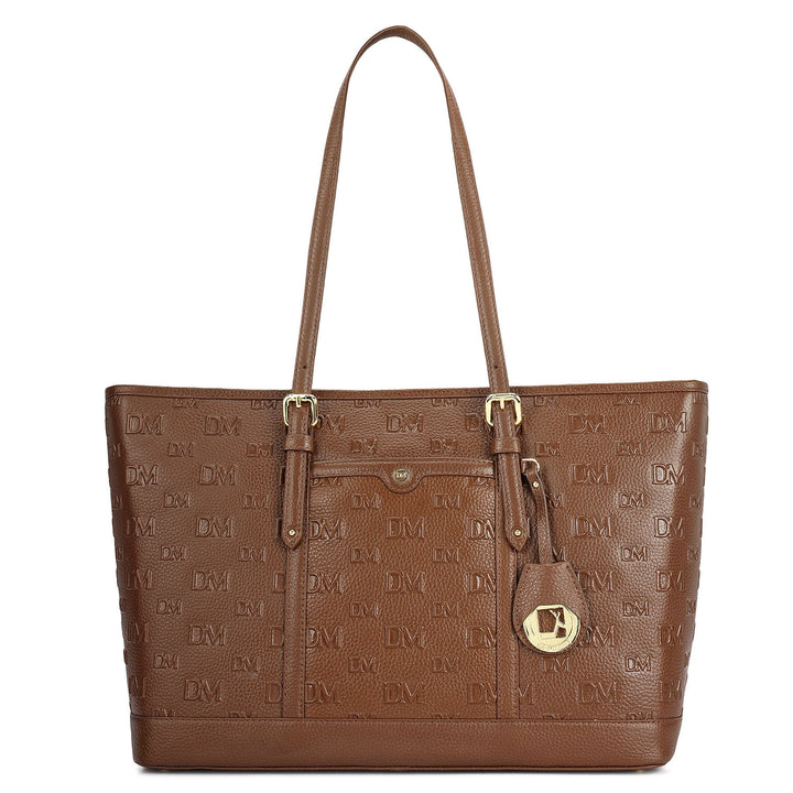 Large Monogram Wax Leather Tote - Espresso
