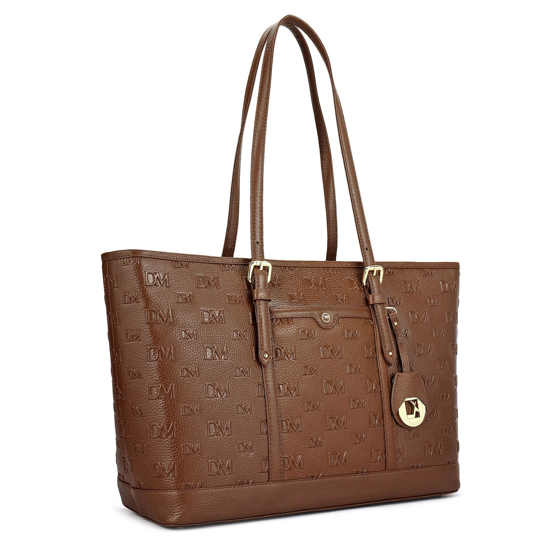 Large Monogram Wax Leather Tote - Espresso