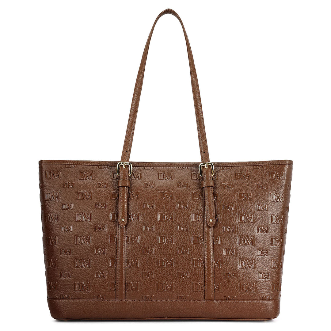 Large Monogram Wax Leather Tote - Espresso