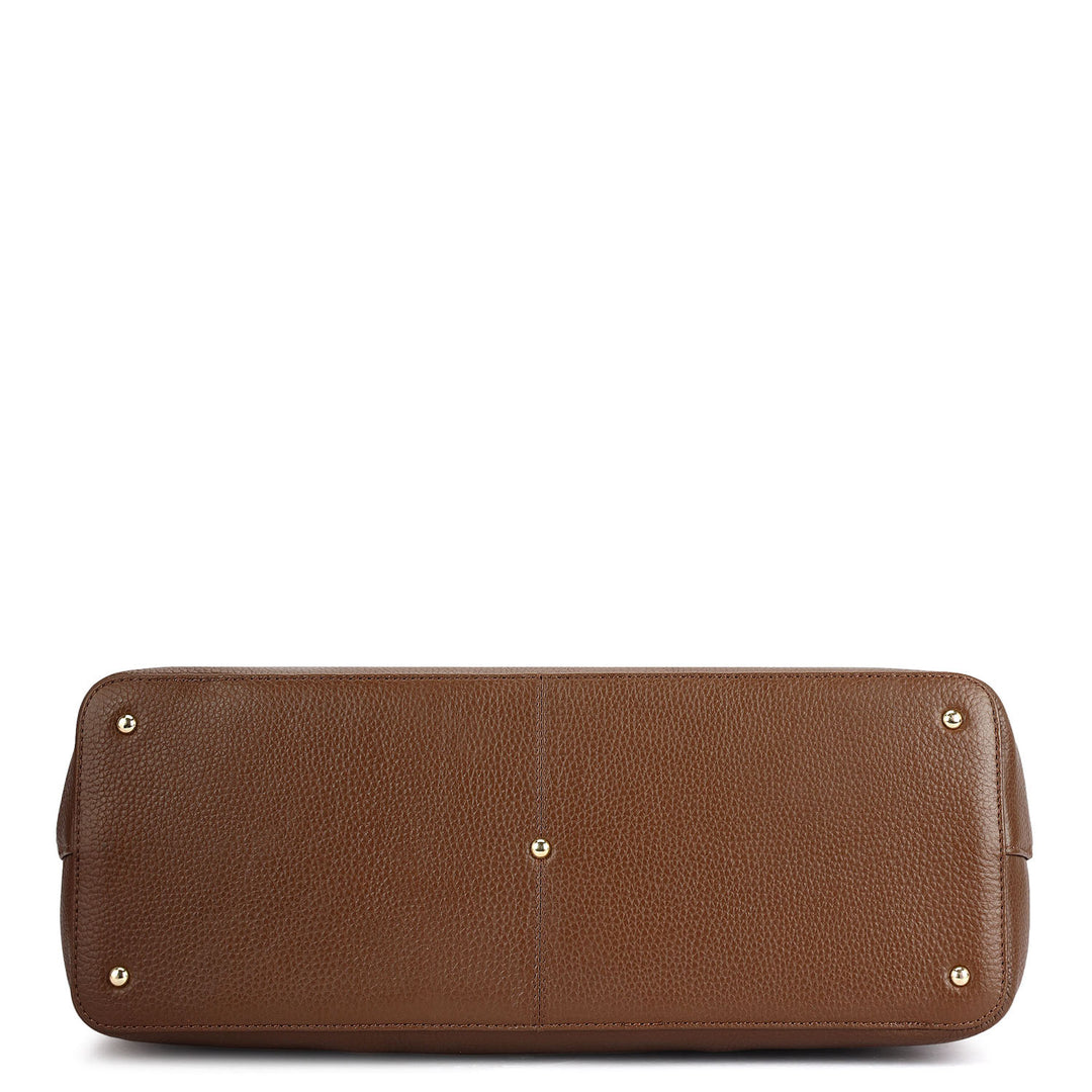 Large Monogram Wax Leather Tote - Espresso