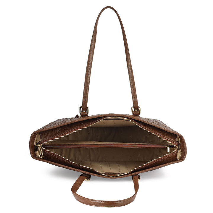 Large Monogram Wax Leather Tote - Espresso