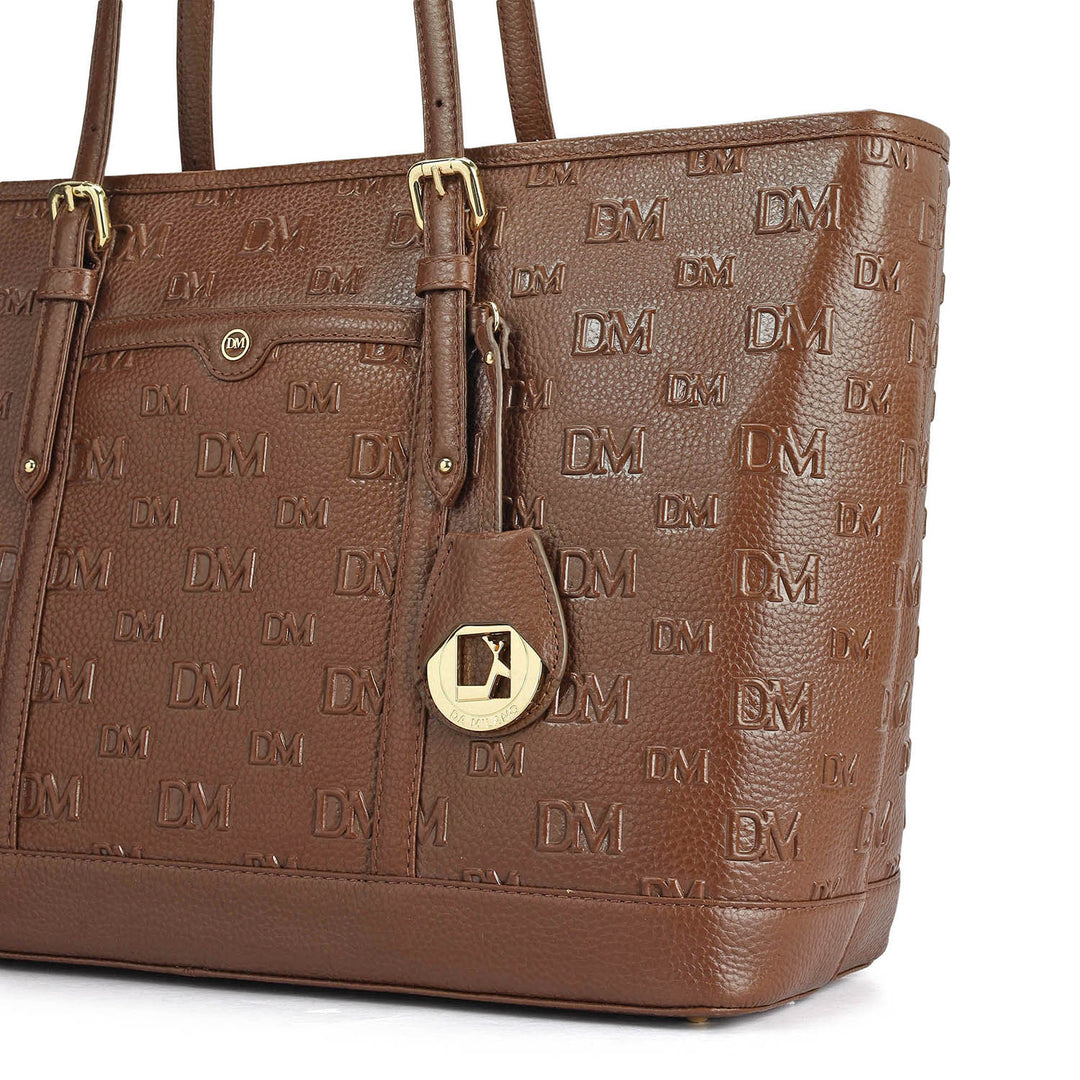 Large Monogram Wax Leather Tote - Espresso