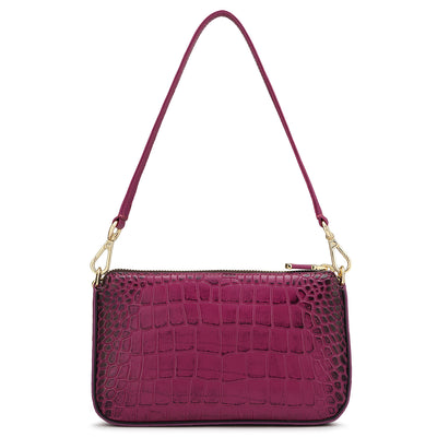 Small Croco Leather Baguette - Orchid