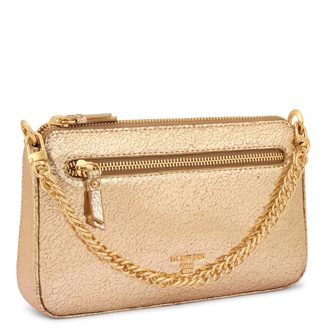 Micro Metallic Leather Baguette - Gold