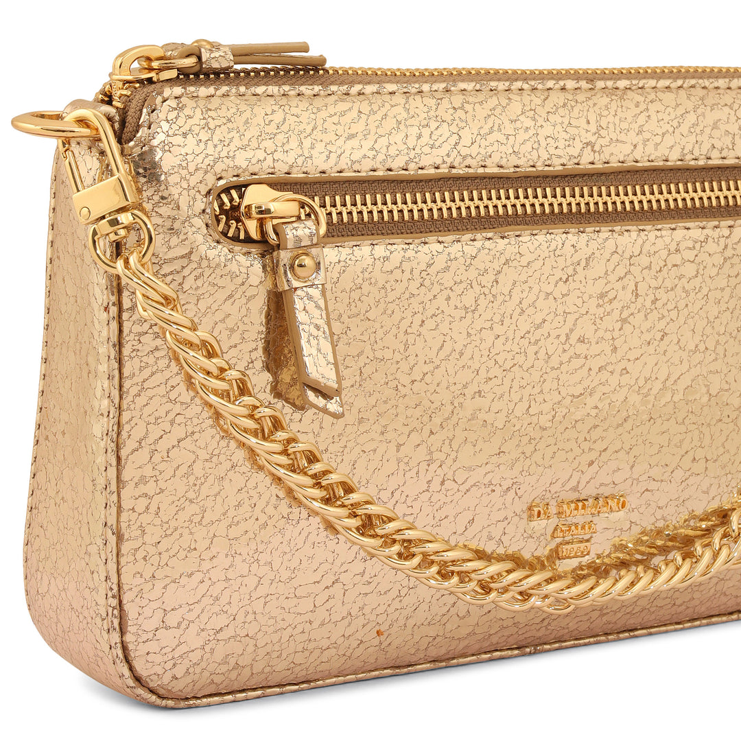 Micro Metallic Leather Baguette - Gold