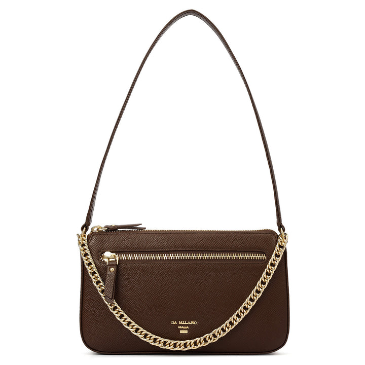 Small Franzy Leather Baguette  - Walnut