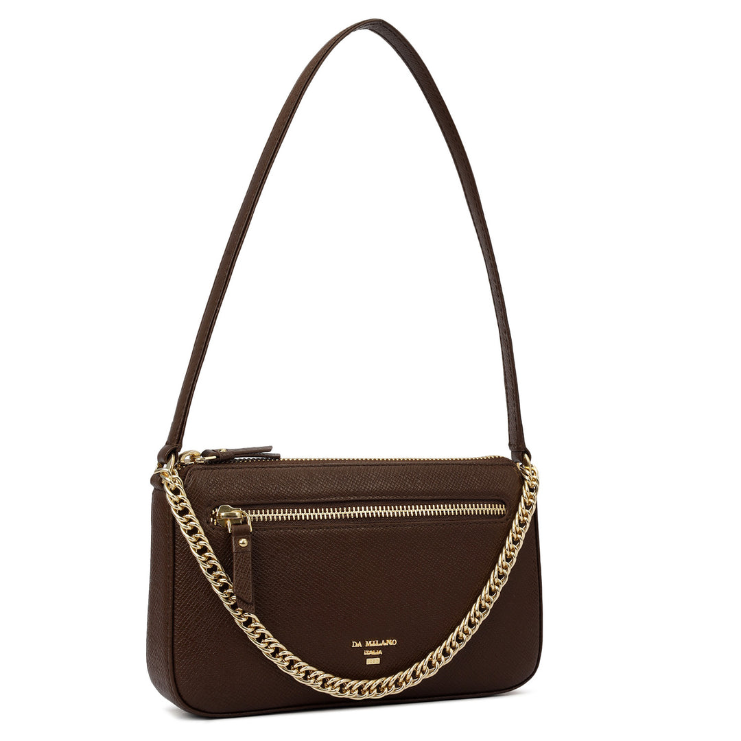 Small Franzy Leather Baguette  - Walnut