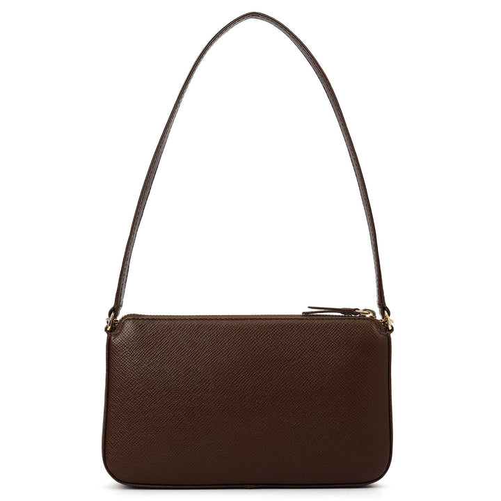 Small Franzy Leather Baguette  - Walnut