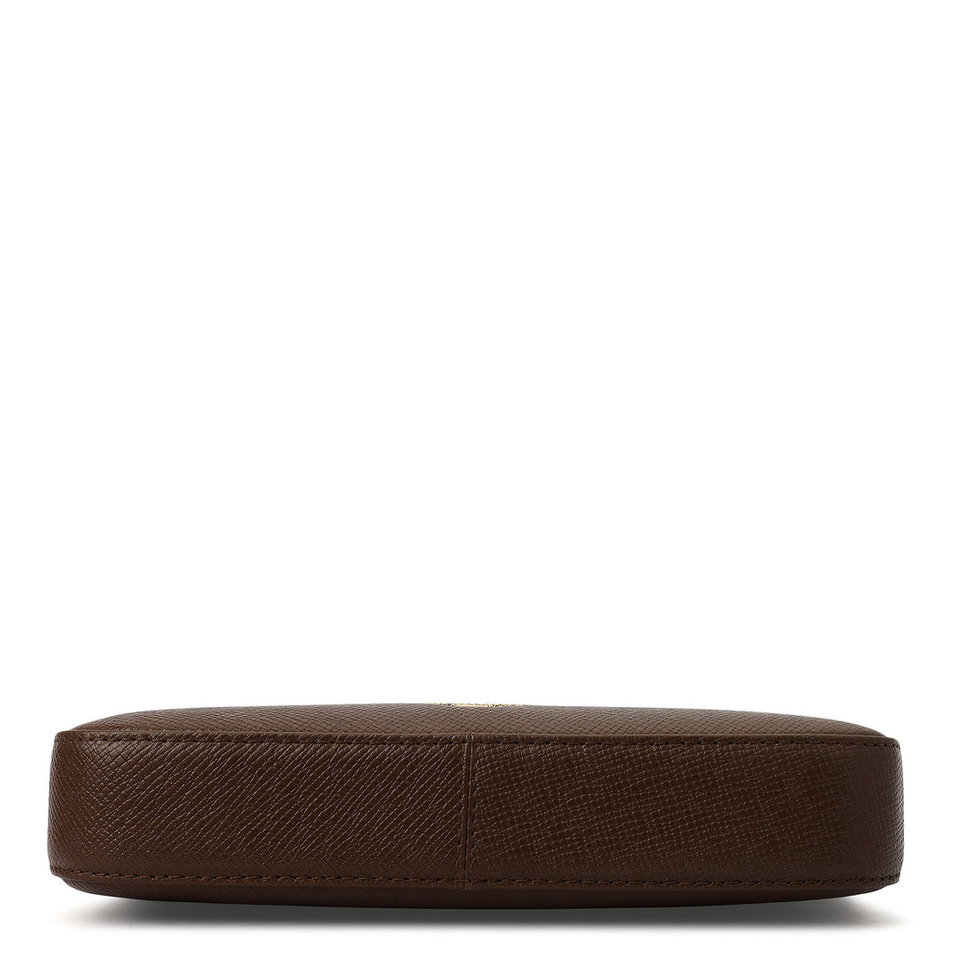 Small Franzy Leather Baguette  - Walnut