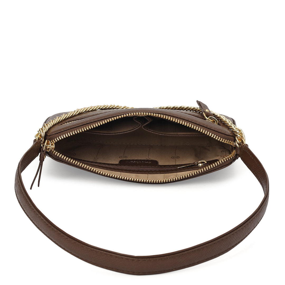Small Franzy Leather Baguette  - Walnut