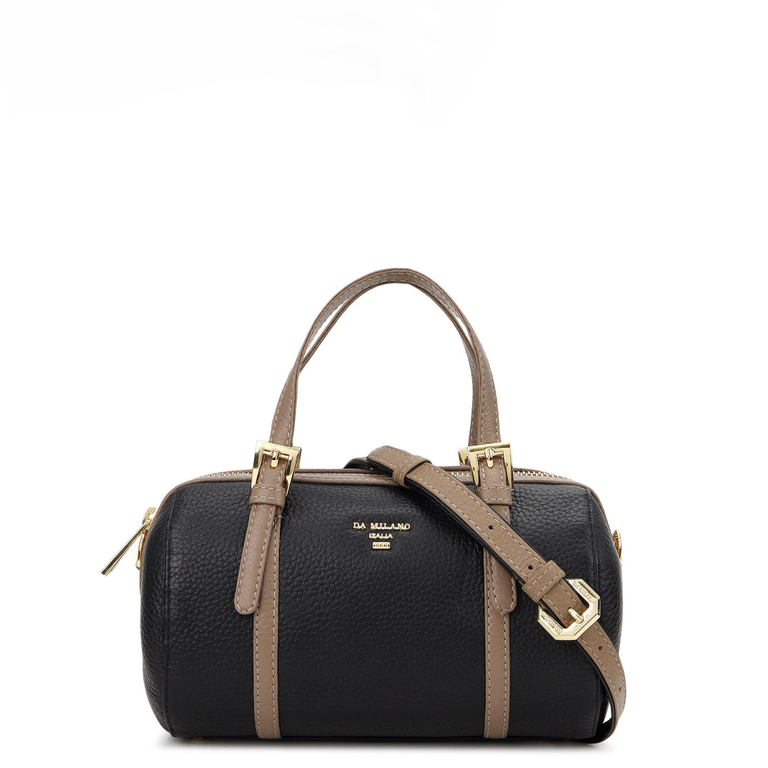 Wax Leather Top Handle Bag - Black