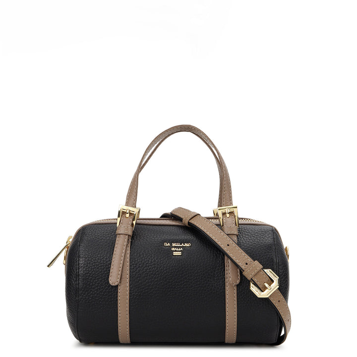 Wax Leather Top Handle Bag - Black