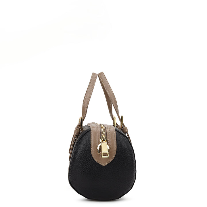 Wax Leather Top Handle Bag - Black