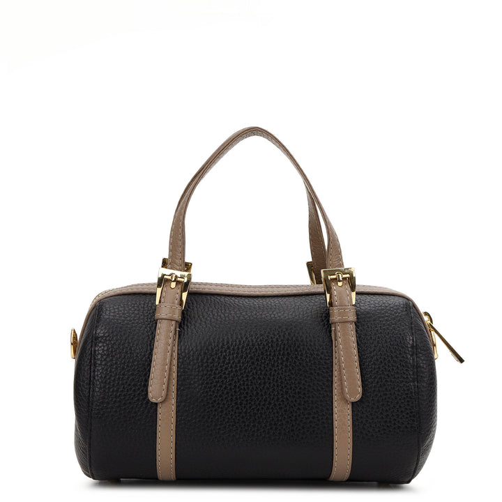 Wax Leather Top Handle Bag - Black