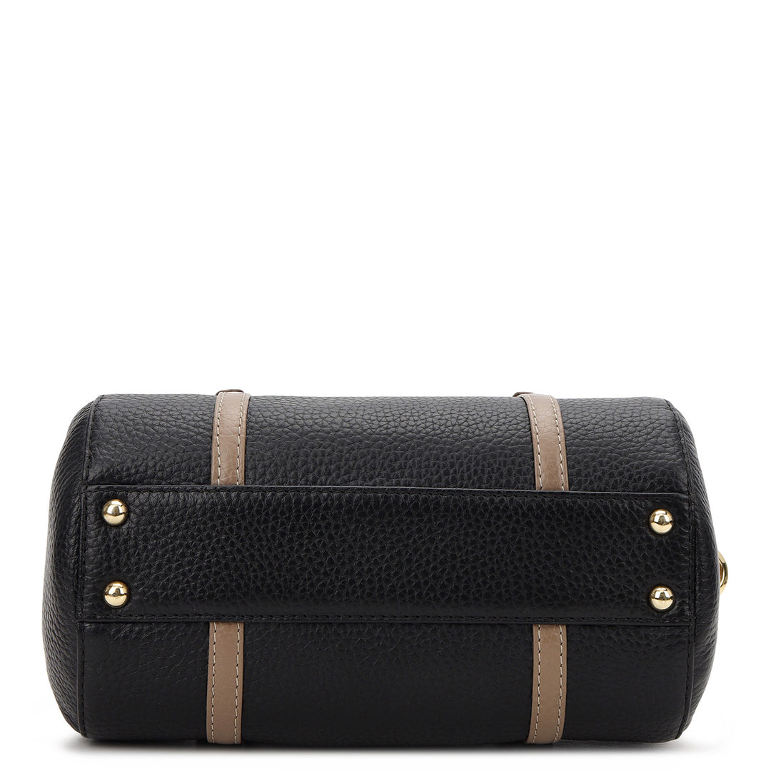 Wax Leather Top Handle Bag - Black