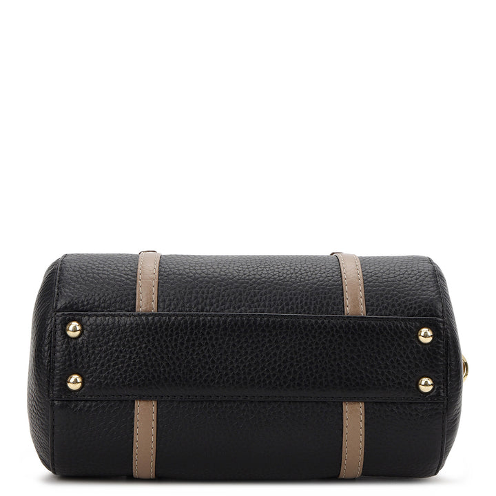 Wax Leather Top Handle Bag - Black