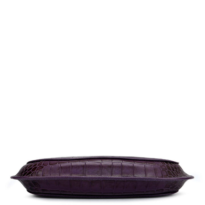 Small Croco Leather Baguette - Grapevine