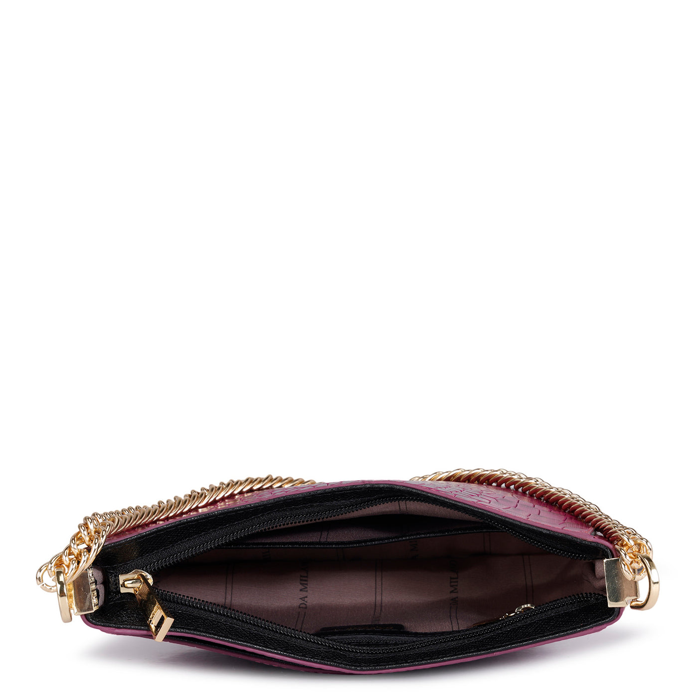 Small Croco Leather Baguette - Orchid