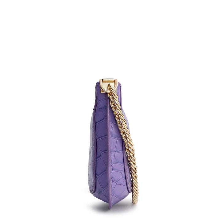 Small Croco Leather Baguette - Purple Haze