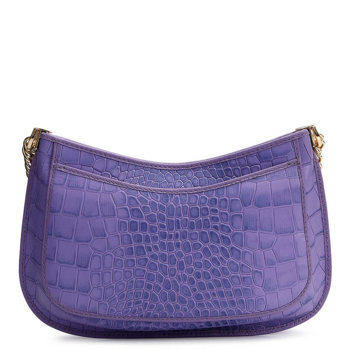 Small Croco Leather Baguette - Purple Haze