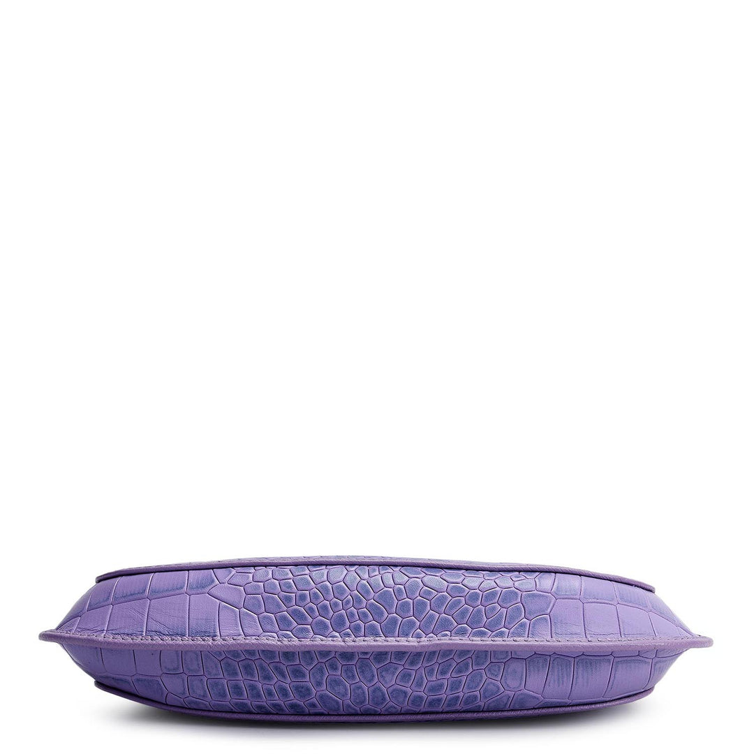 Small Croco Leather Baguette - Purple Haze