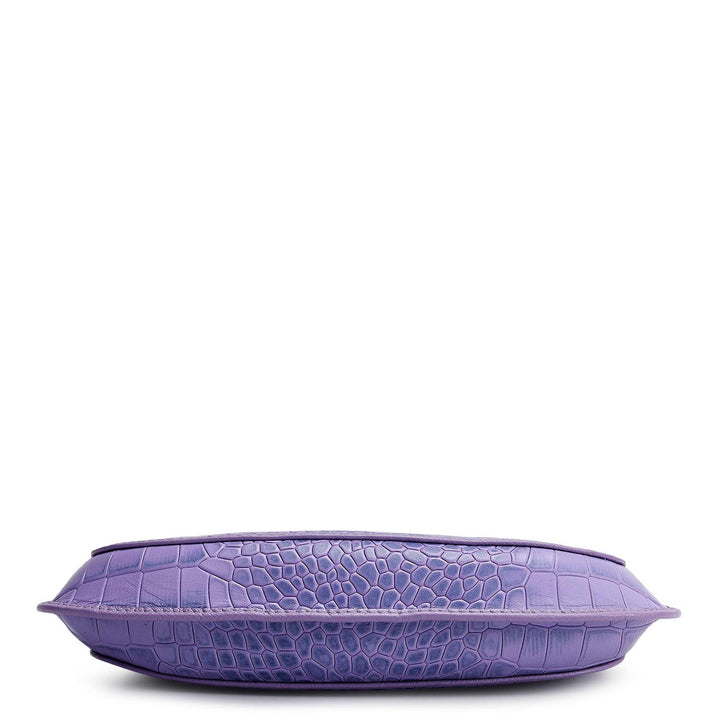 Small Croco Leather Baguette - Purple Haze