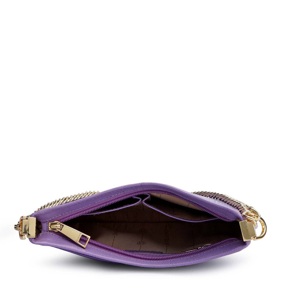 Small Croco Leather Baguette - Purple Haze
