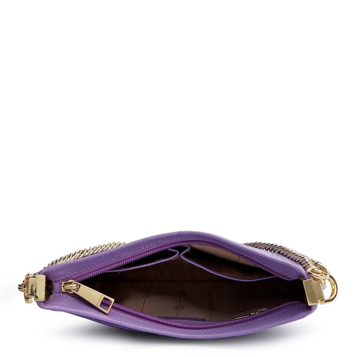 Small Croco Leather Baguette - Purple Haze
