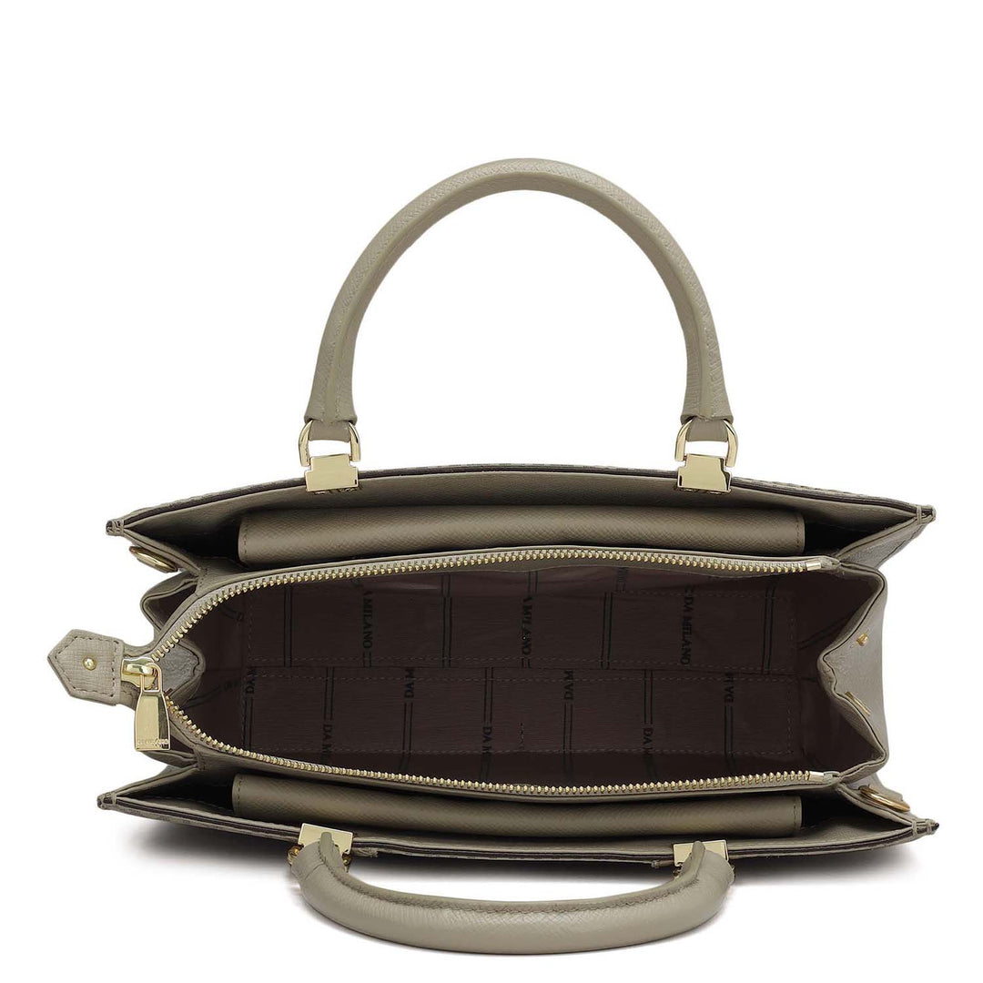 Small Monogram Franzy Leather Satchel - Chalk