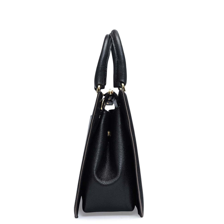 Medium Franzy Leather Satchel - Black