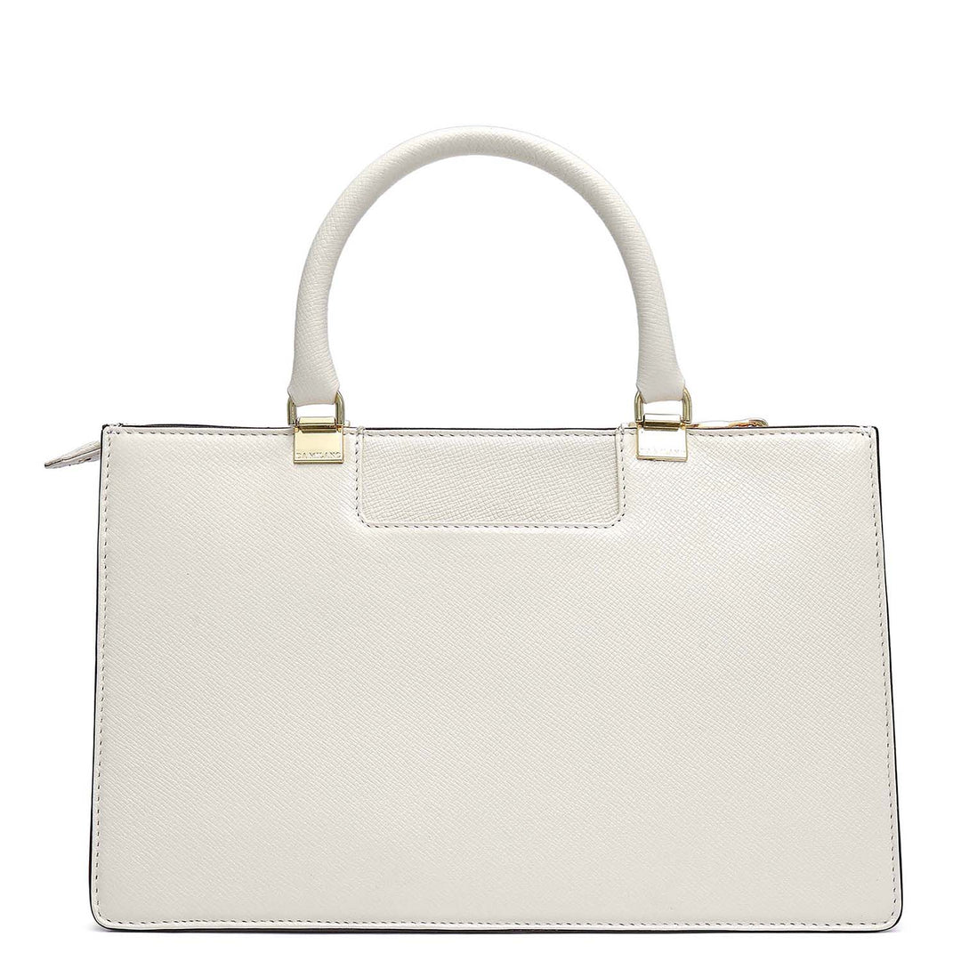 Medium Franzy Leather Satchel - Marshmallow