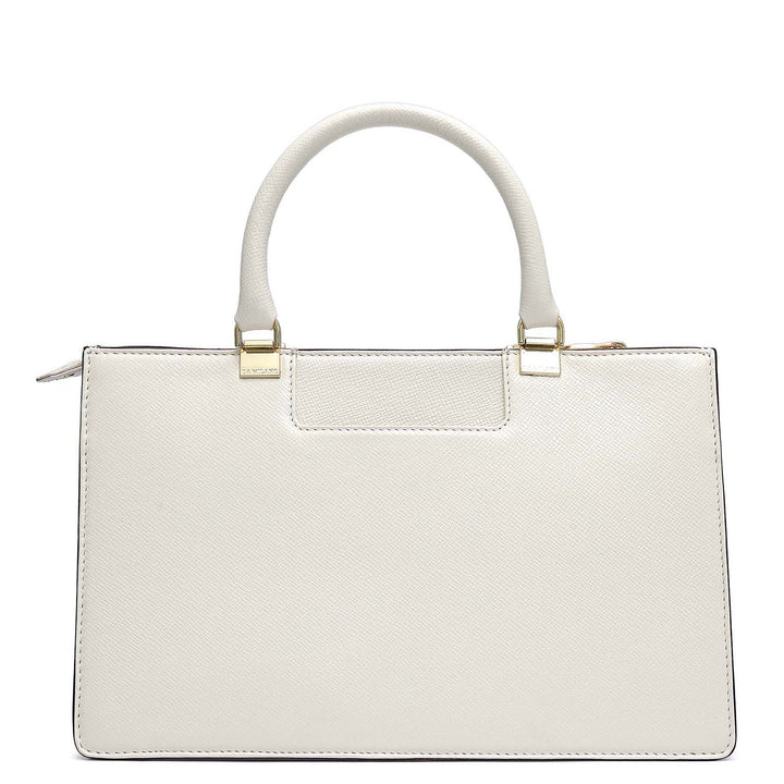 Medium Franzy Leather Satchel - Marshmallow
