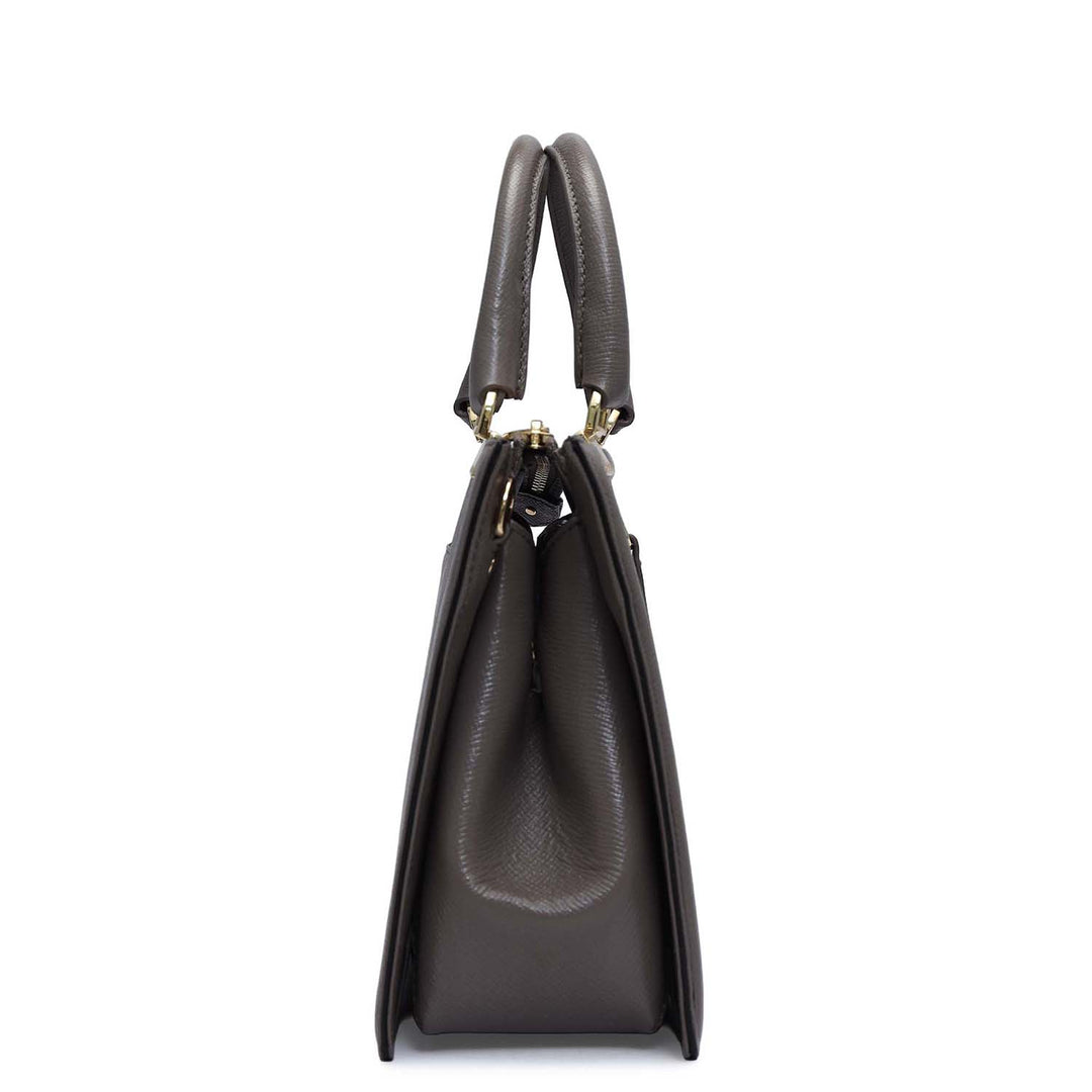 Medium Franzy Leather Satchel - Smoke Grey