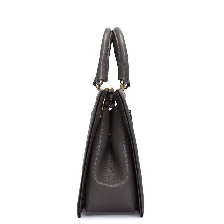 Medium Franzy Leather Satchel - Smoke Grey