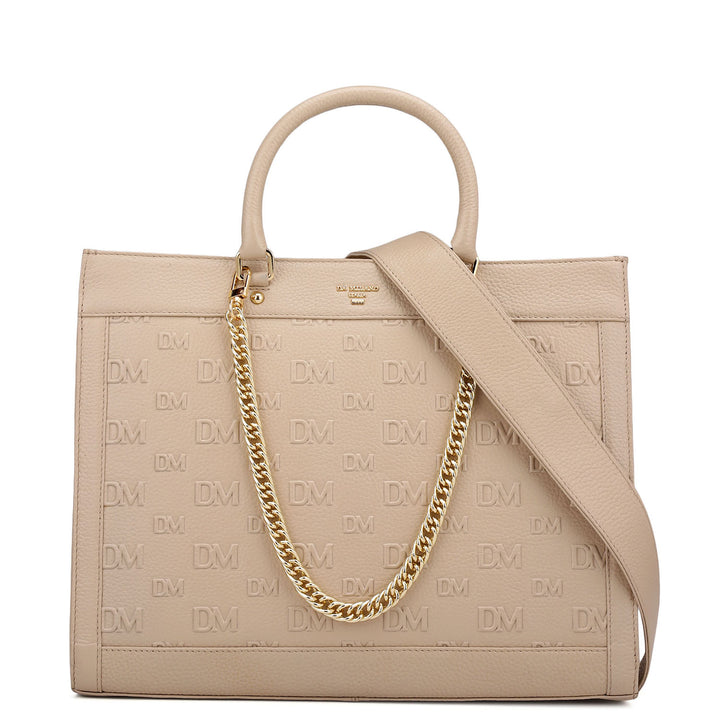 Large Monogram Wax Leather Book Tote - Dove