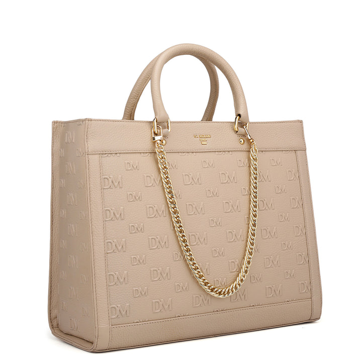 Large Monogram Wax Leather Book Tote - Dove