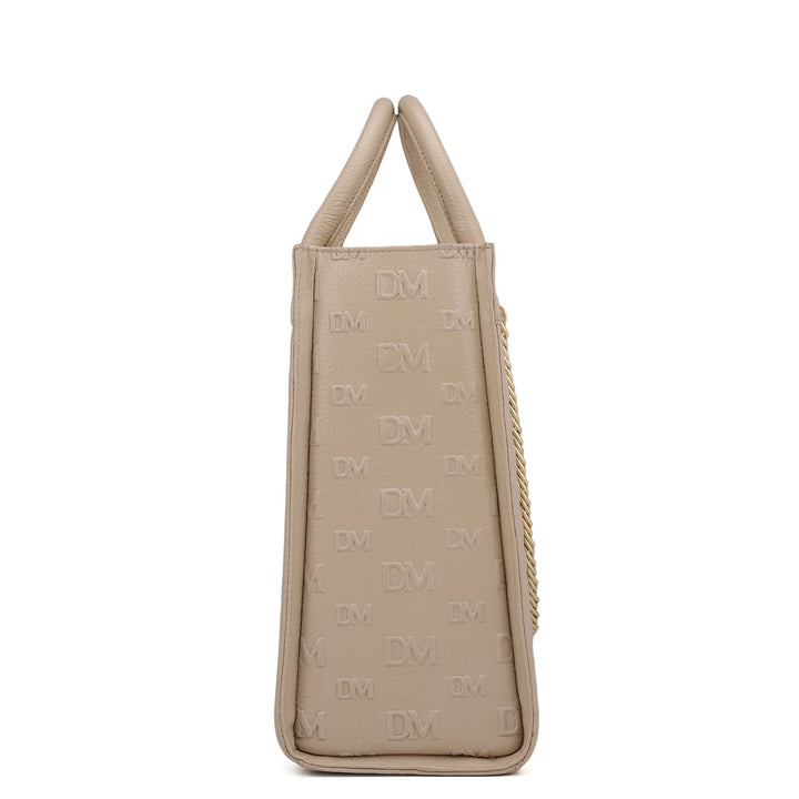 Large Monogram Wax Leather Book Tote - Dove