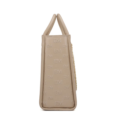 Large Monogram Wax Leather Book Tote - Dove