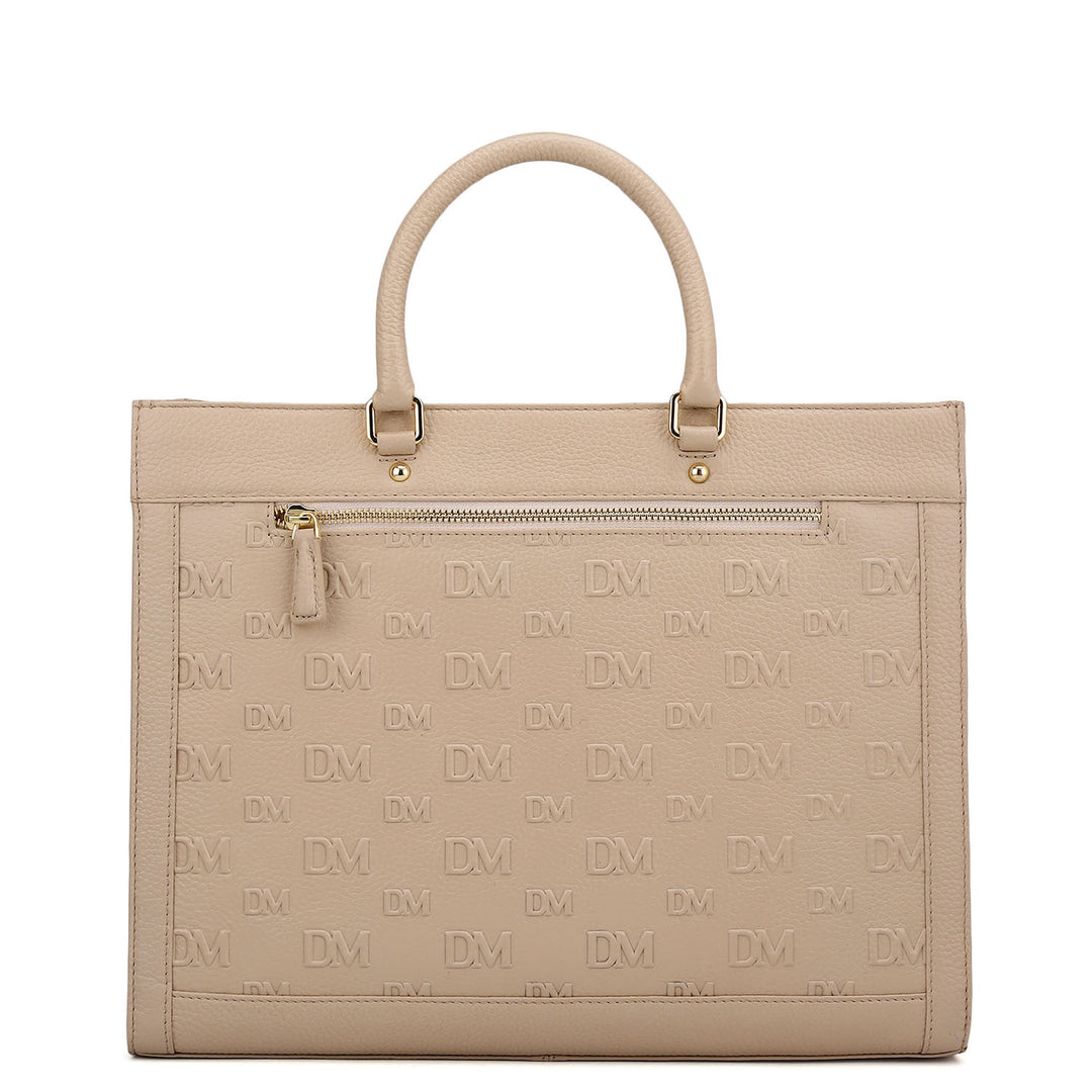 Large Monogram Wax Leather Book Tote - Dove