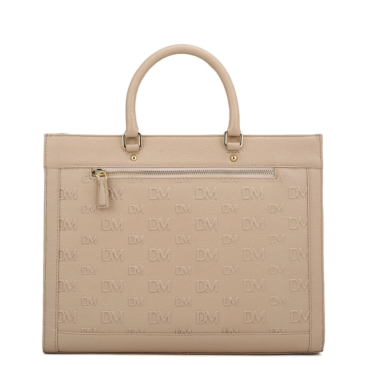 Large Monogram Wax Leather Book Tote - Dove