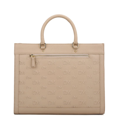Large Monogram Wax Leather Book Tote - Dove