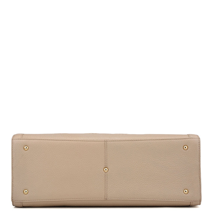 Large Monogram Wax Leather Book Tote - Dove