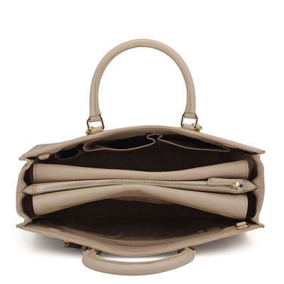 Large Monogram Wax Leather Book Tote - Dove