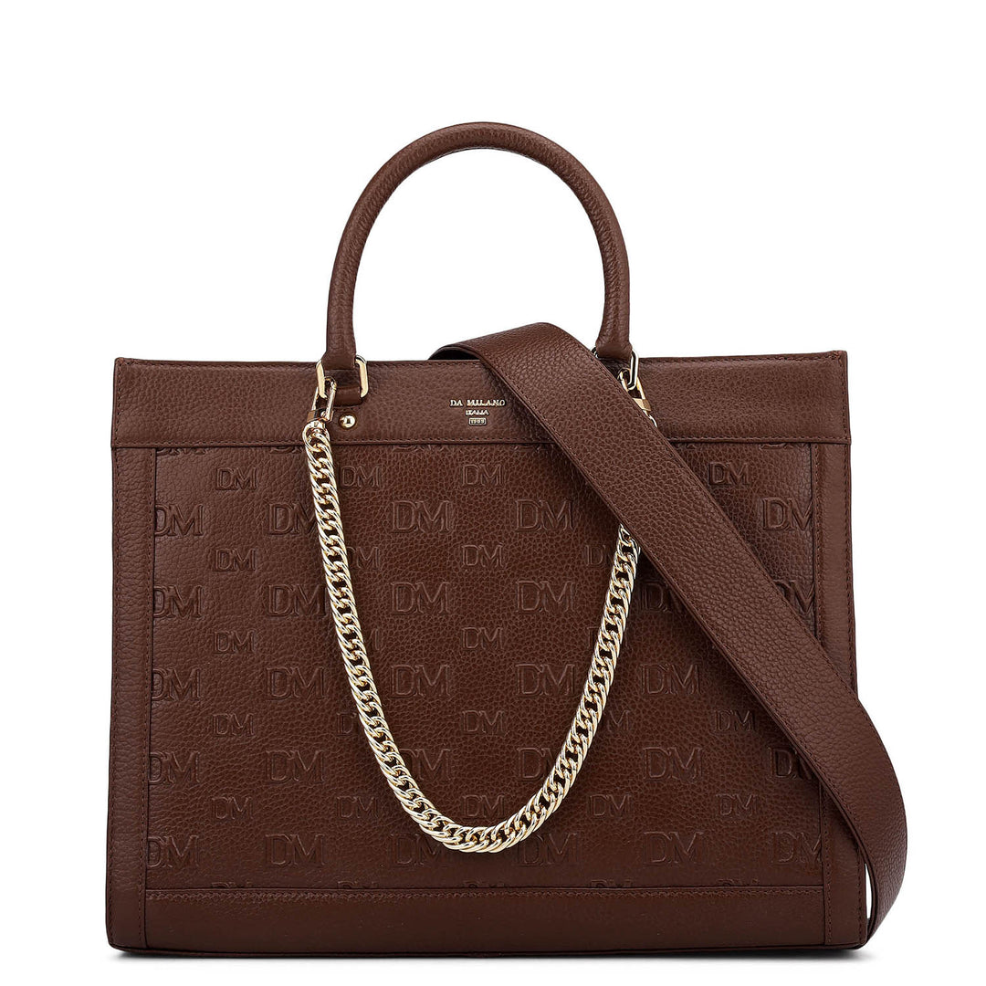 Large Monogram Wax Leather Book Tote - Espresso