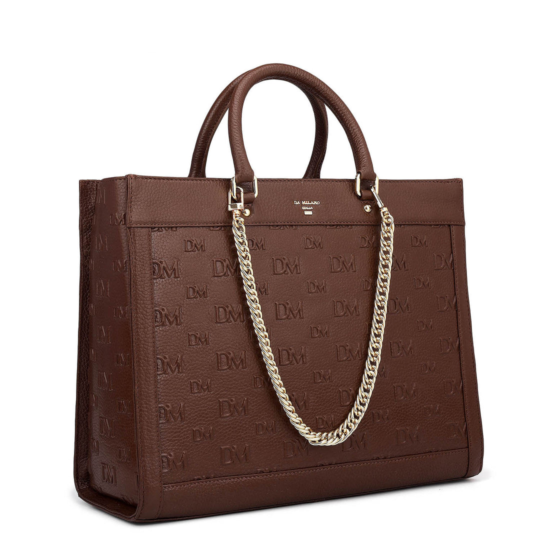 Large Monogram Wax Leather Book Tote - Espresso