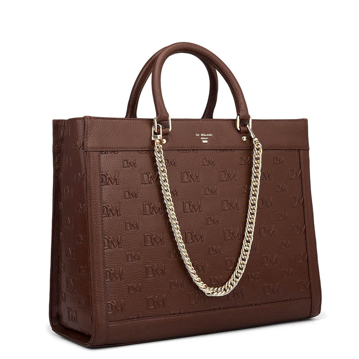 Large Monogram Wax Leather Book Tote - Espresso