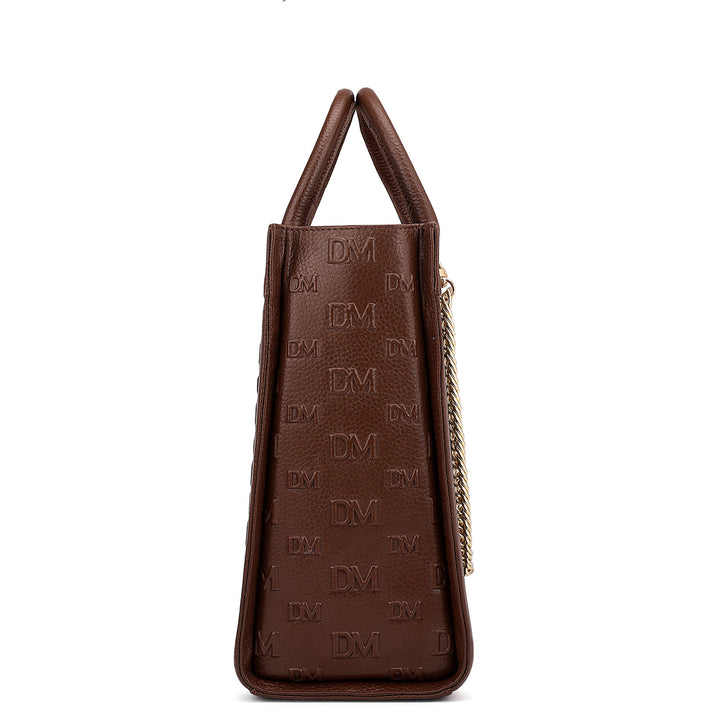 Large Monogram Wax Leather Book Tote - Espresso