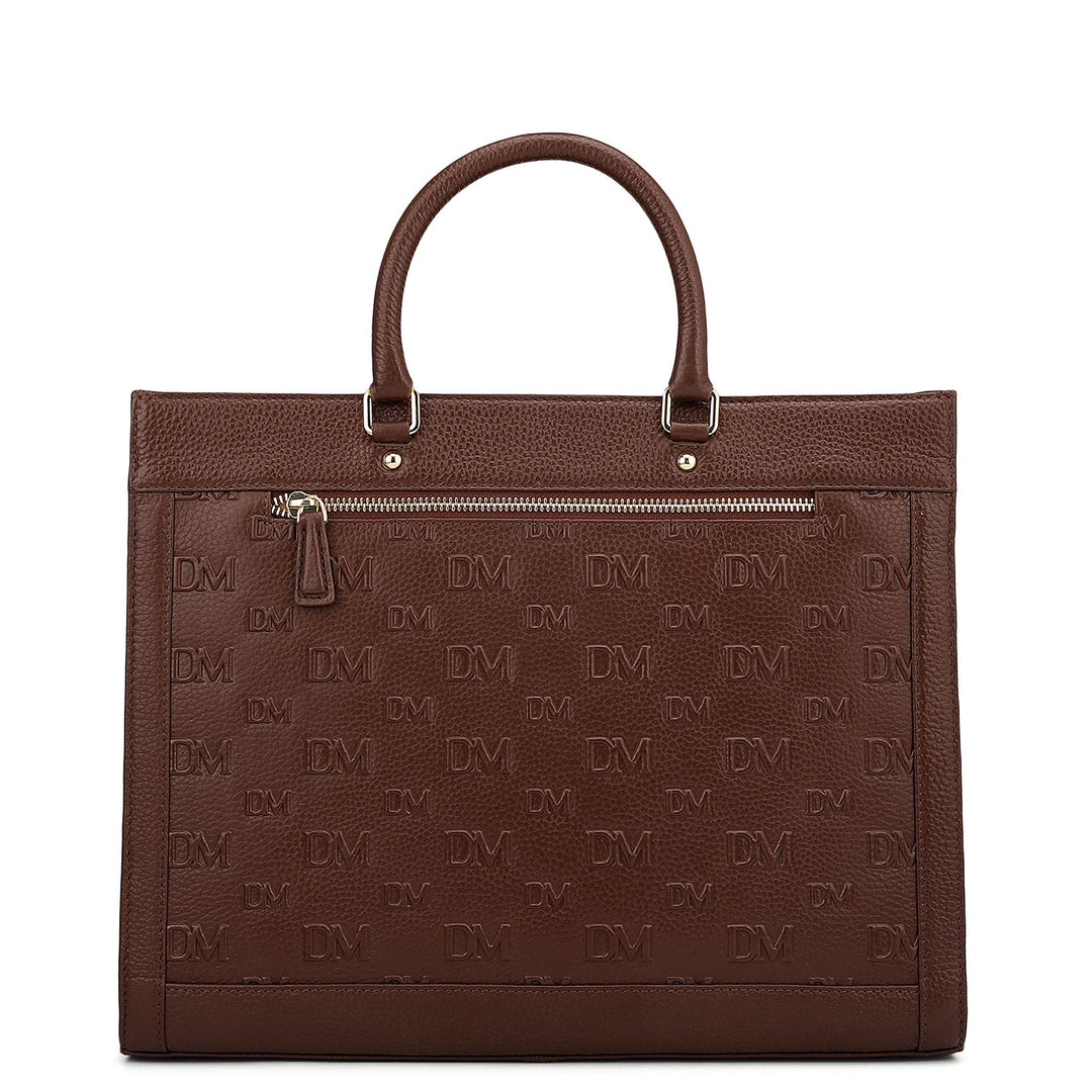 Large Monogram Wax Leather Book Tote - Espresso