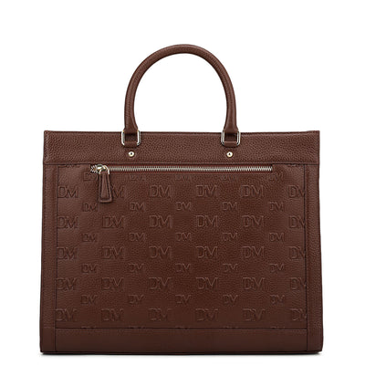 Large Monogram Wax Leather Book Tote - Espresso