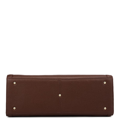 Large Monogram Wax Leather Book Tote - Espresso